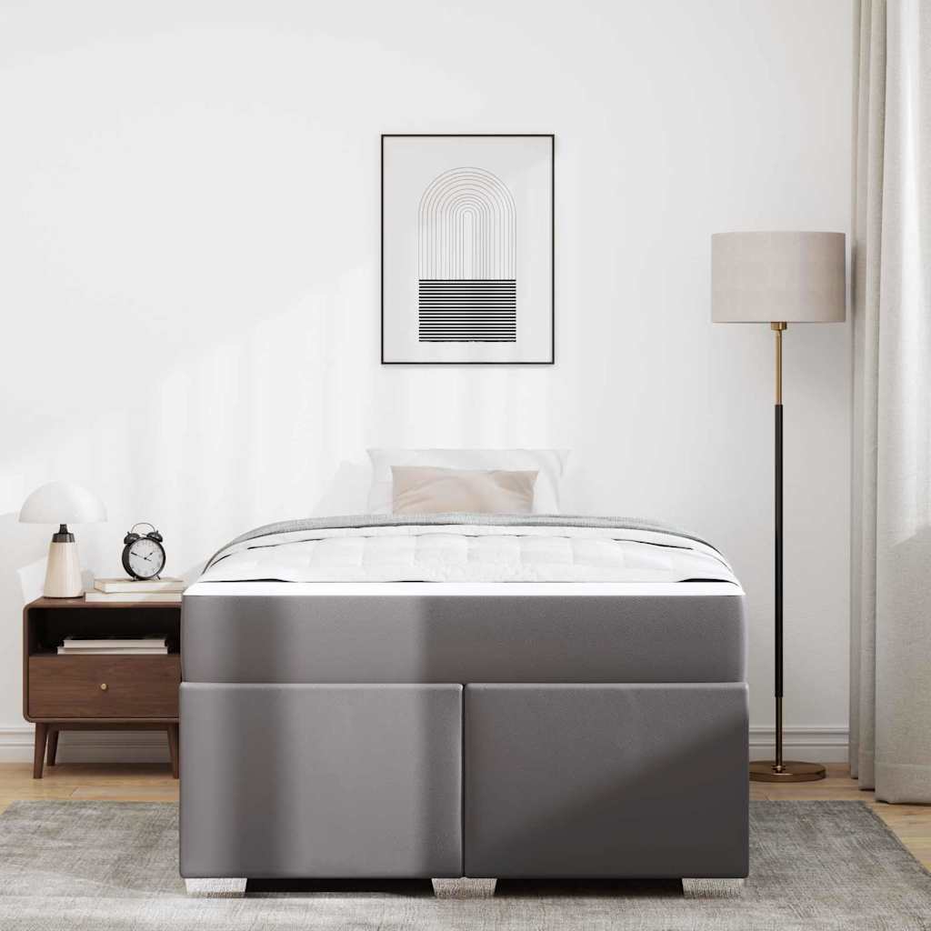 Cadre de lit avec matelas Gris 120 x 190 cm tissu - XIOS