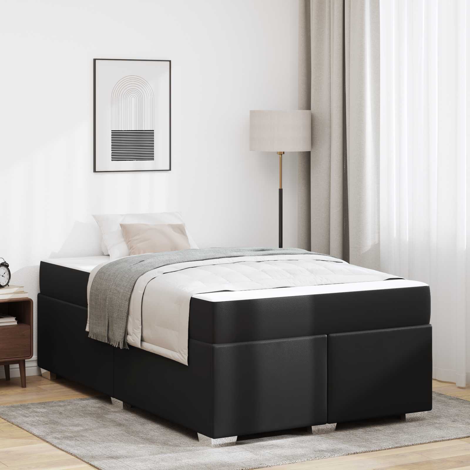 Cadre de lit avec matelas Noir 120 x 200 cm tissu - XIOS