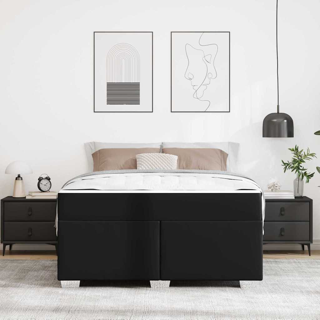 Cadre de lit avec matelas Noir 140 x 200 cm tissu - XIOS