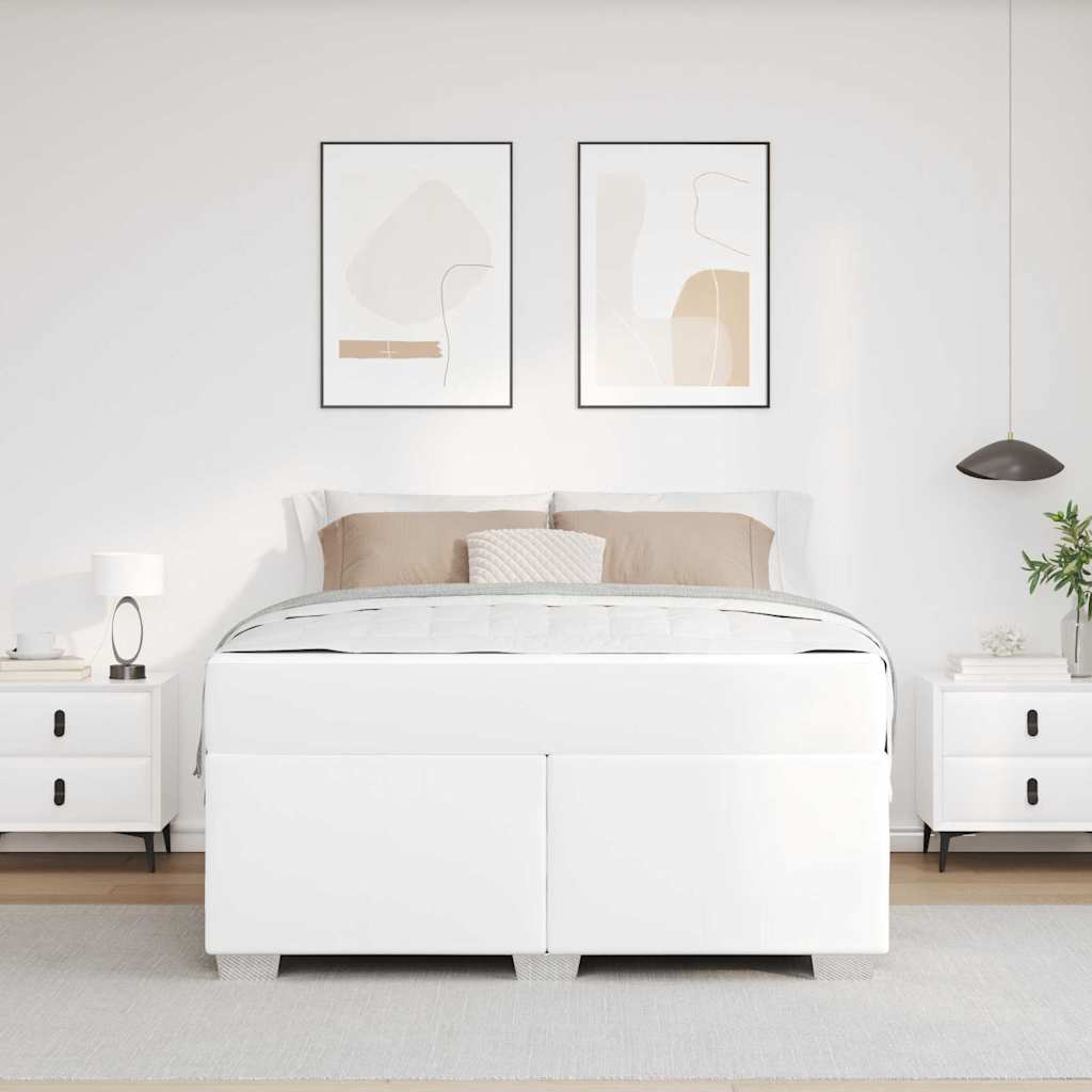 Cadre de lit avec matelas Blanc 140 x 200 cm tissu - XIOS