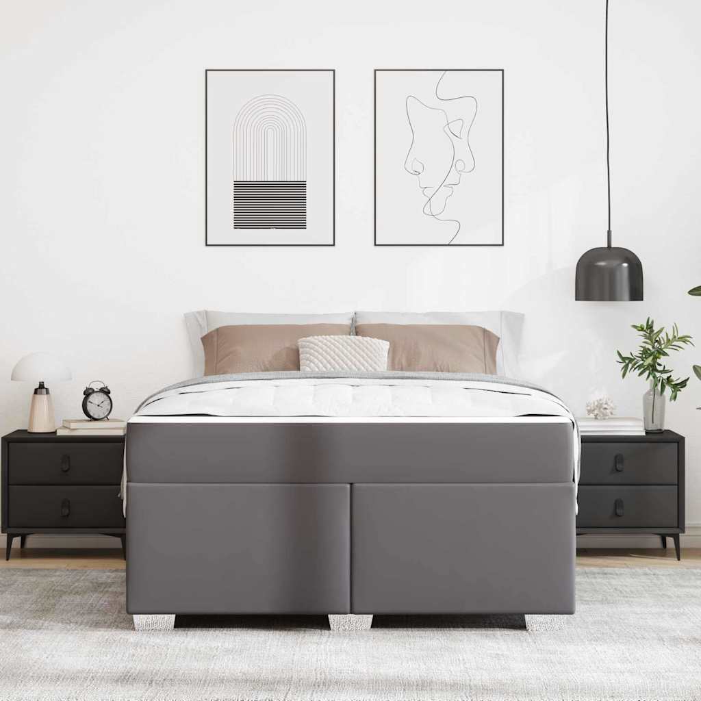 Cadre de lit avec matelas Gris 140 x 200 cm tissu - XIOS