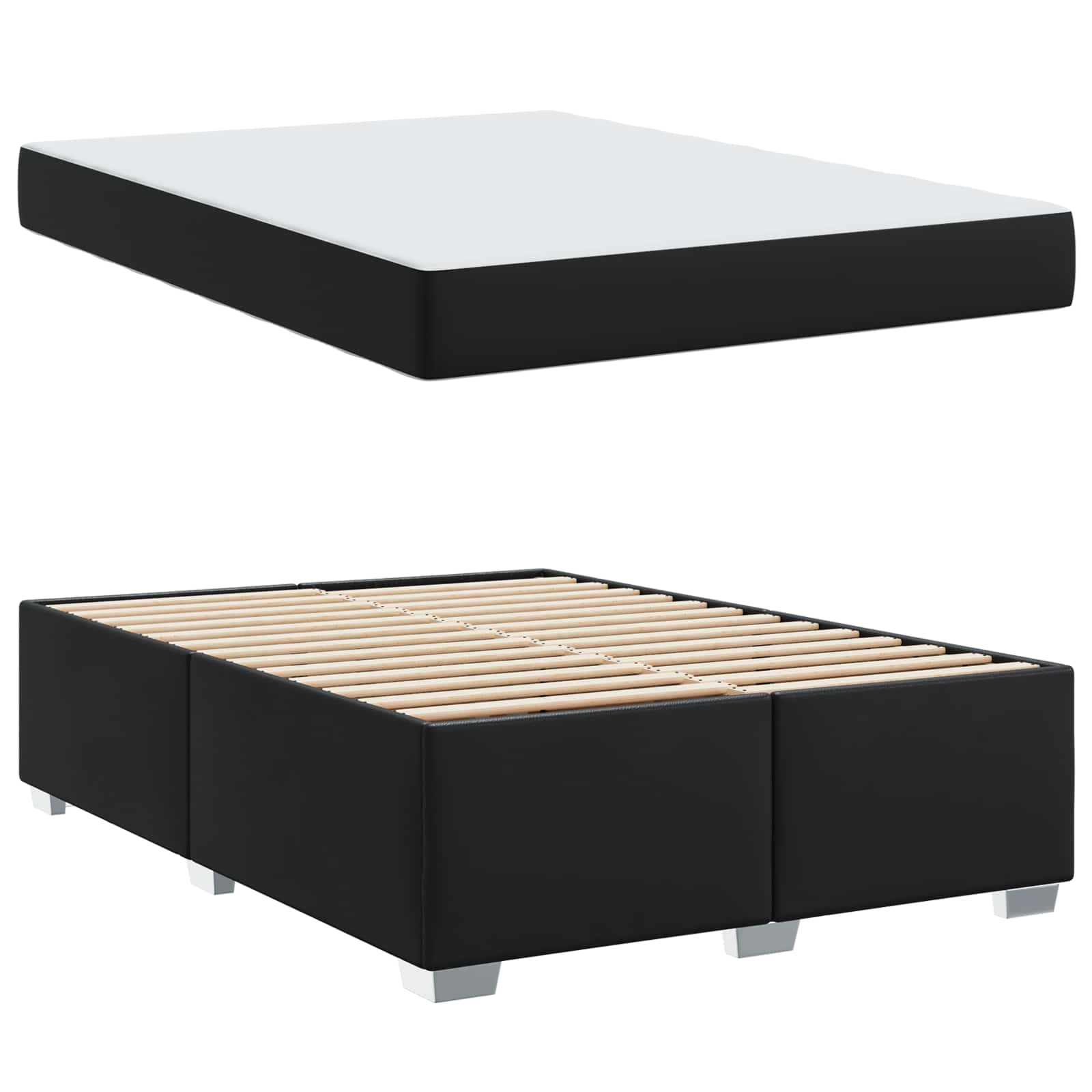 Cadre de lit avec matelas Noir 160 x 200 cm tissu - XIOS