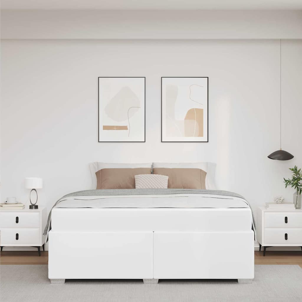Cadre de lit avec matelas Blanc 180 x 200 cm tissu - XIOS