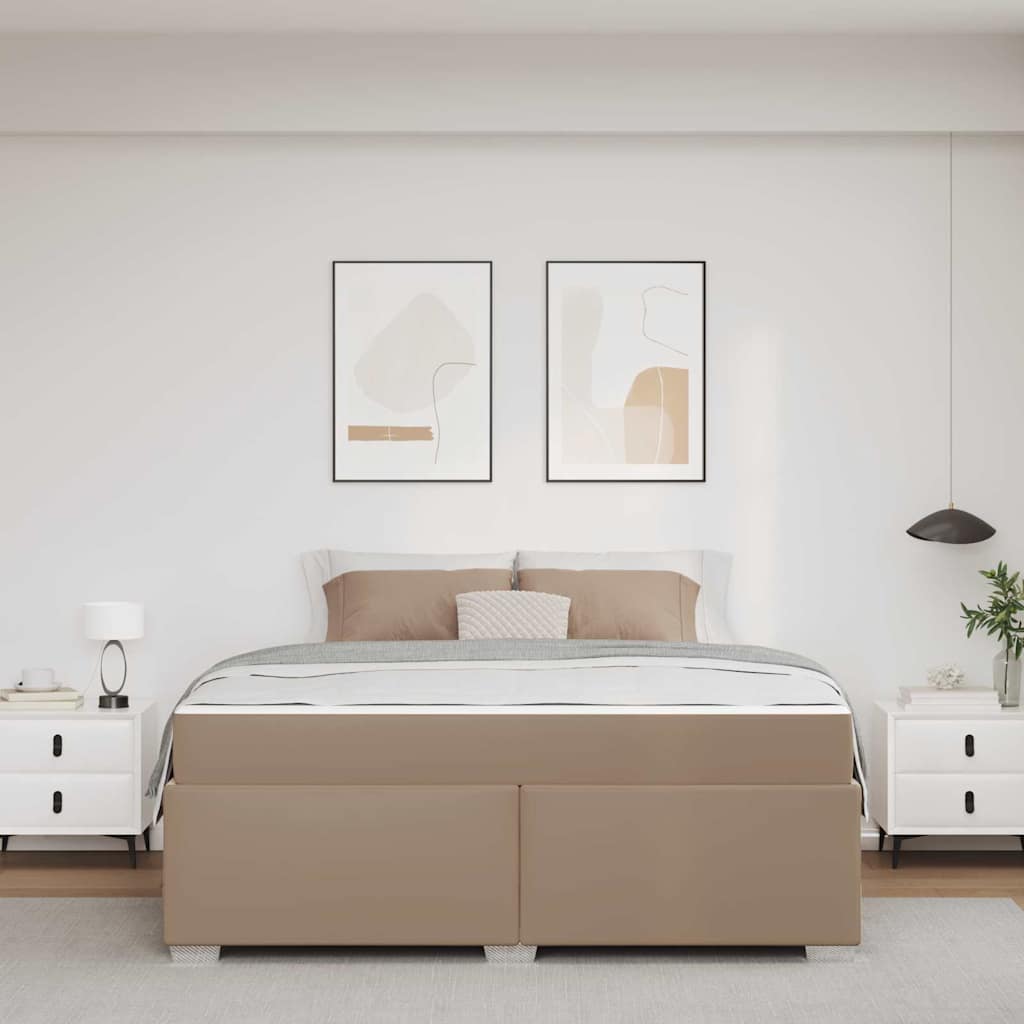 Cadre de lit avec matelas Cappuccino 180 x 200 cm tissu - XIOS