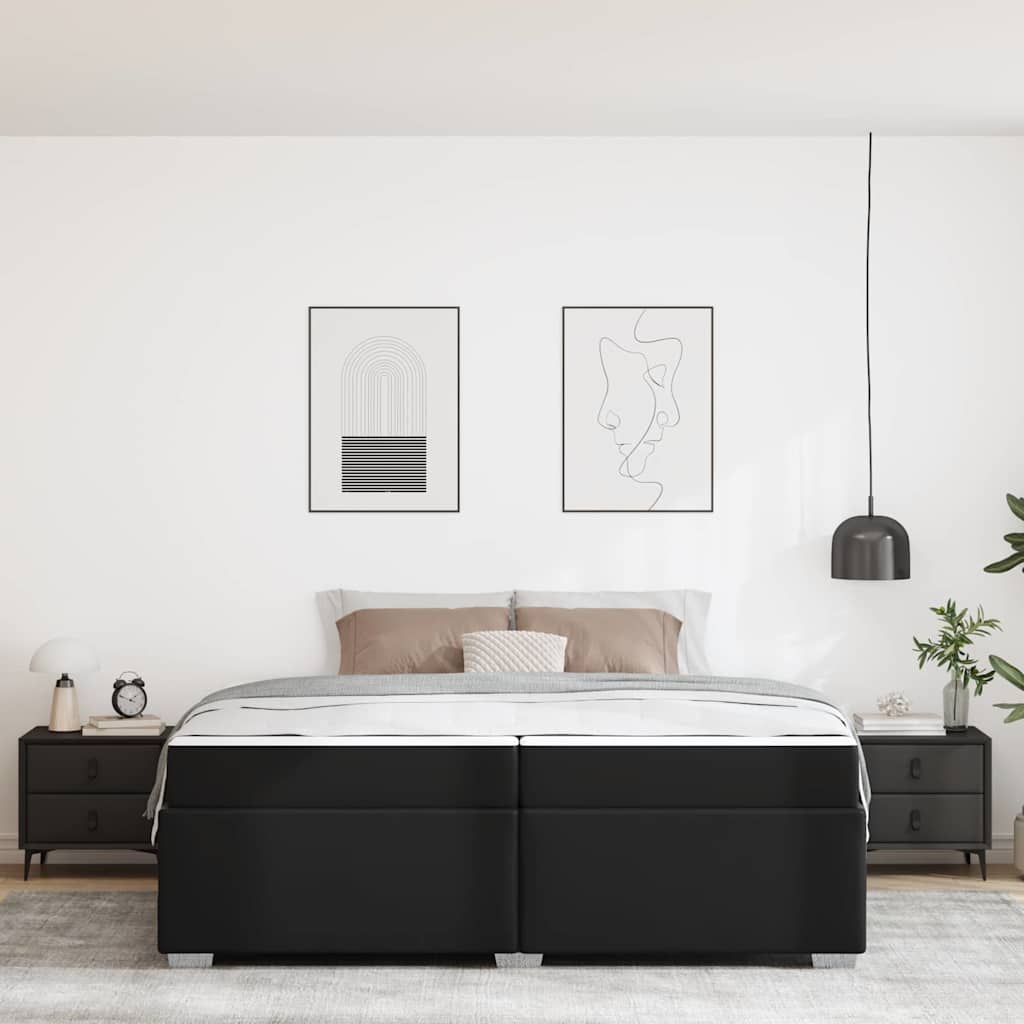 Cadre de lit avec matelas Noir 200 x 200 cm tissu - XIOS