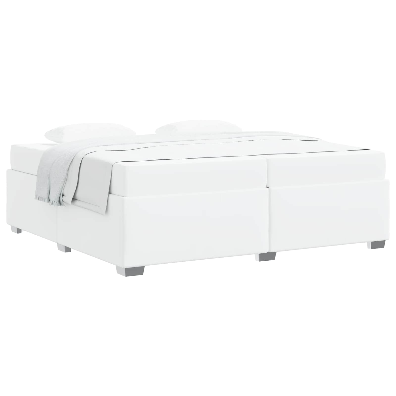 Cadre de lit avec matelas Blanc 200 x 200 cm tissu