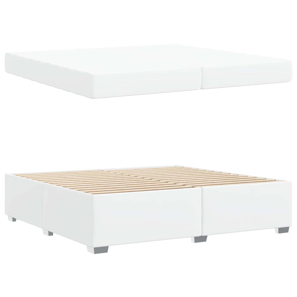 Cadre de lit avec matelas Blanc 200 x 200 cm tissu