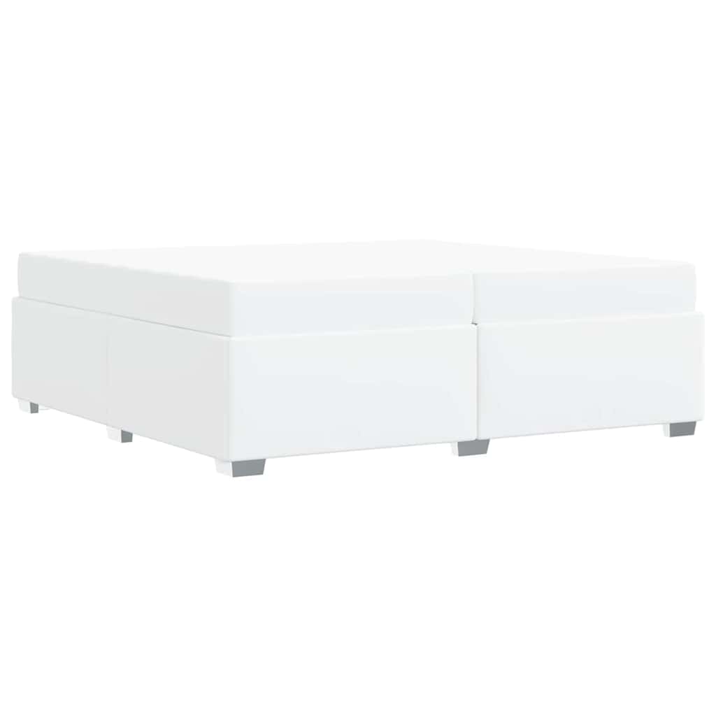 Cadre de lit avec matelas Blanc 200 x 200 cm tissu