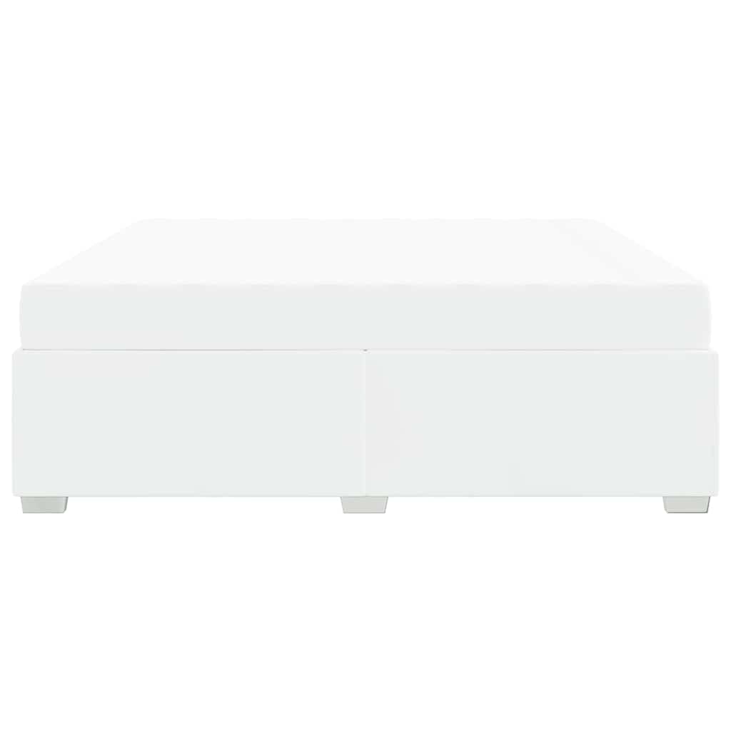 Cadre de lit avec matelas Blanc 200 x 200 cm tissu