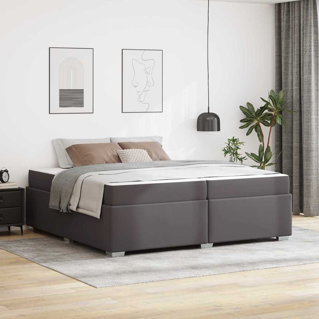 Cadre de lit avec matelas Gris 200 x 200 cm tissu - XIOS