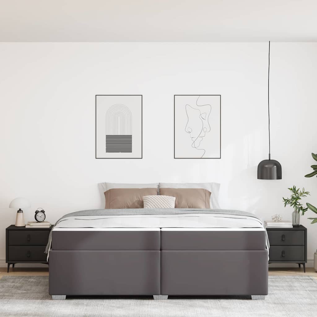 Cadre de lit avec matelas Gris 200 x 200 cm tissu - XIOS