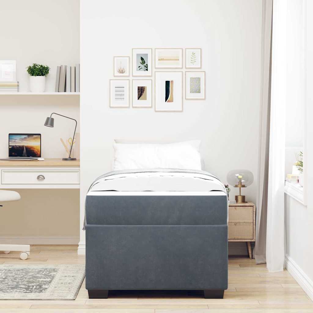 Cadre de lit avec matelas Gris foncé 80 x 200 cm tissu - XIOS