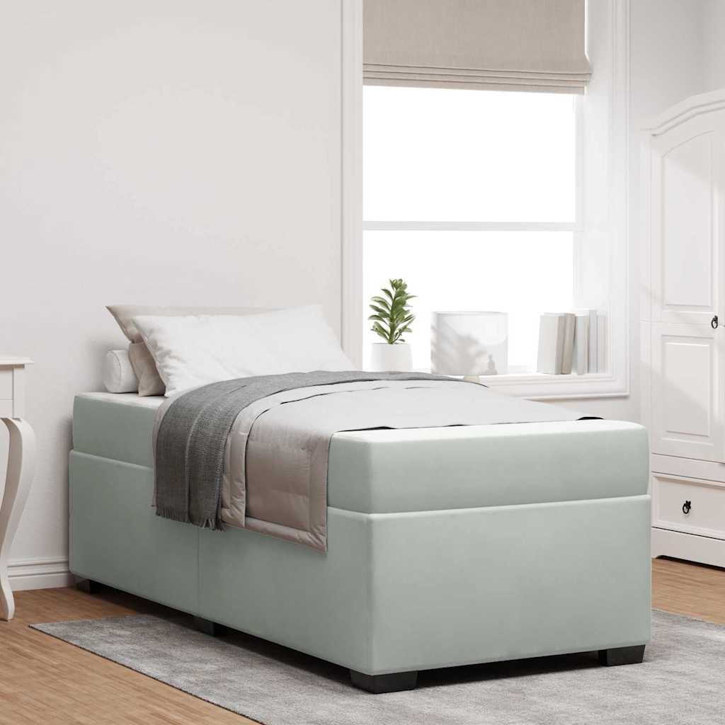 Cadre de lit avec matelas Gris clair 90 x 190 cm tissu - XIOS