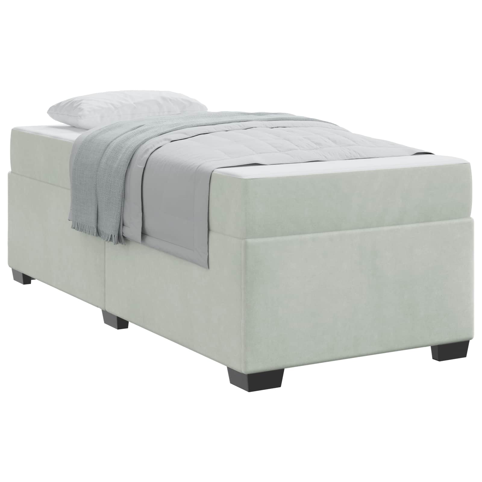 Cadre de lit avec matelas Gris clair 90 x 200 cm tissu - XIOS