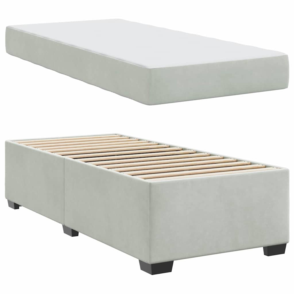Cadre de lit avec matelas Gris clair 90 x 200 cm tissu - XIOS