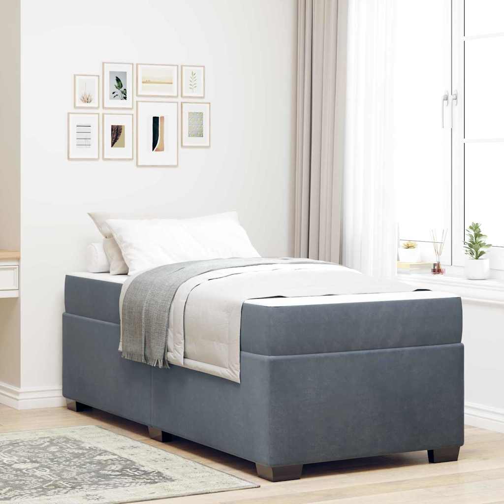 Cadre de lit avec matelas Gris foncé 90 x 200 cm tissu - XIOS