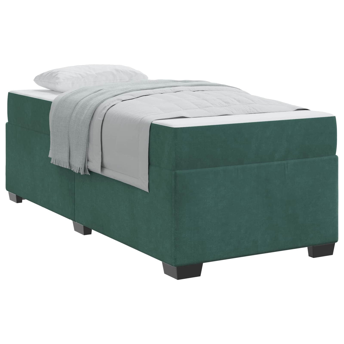 Cadre de lit avec matelas Vert foncé 90 x 200 cm tissu