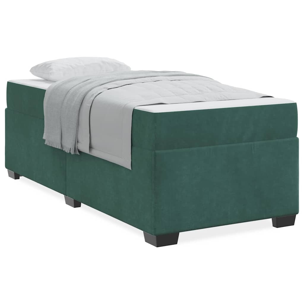 Cadre de lit avec matelas Vert foncé 90 x 200 cm Velours - XIOS