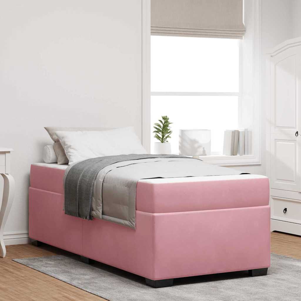 Cadre de lit avec matelas Rose 90 x 200 cm tissu - XIOS