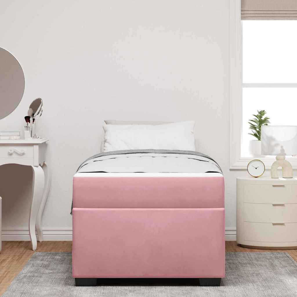 Cadre de lit avec matelas Rose 90 x 200 cm tissu - XIOS