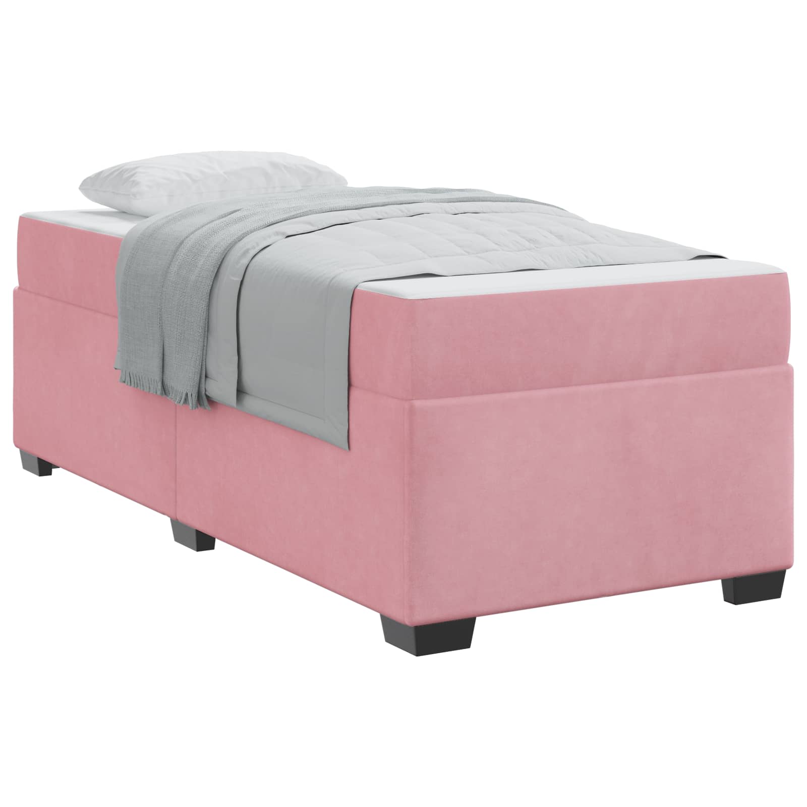 Cadre de lit avec matelas Rose 90 x 200 cm tissu - XIOS