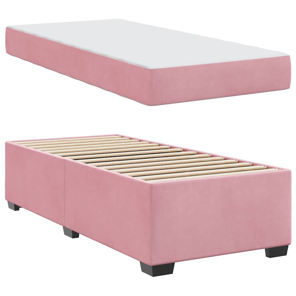 Cadre de lit avec matelas Rose 90 x 200 cm tissu - XIOS