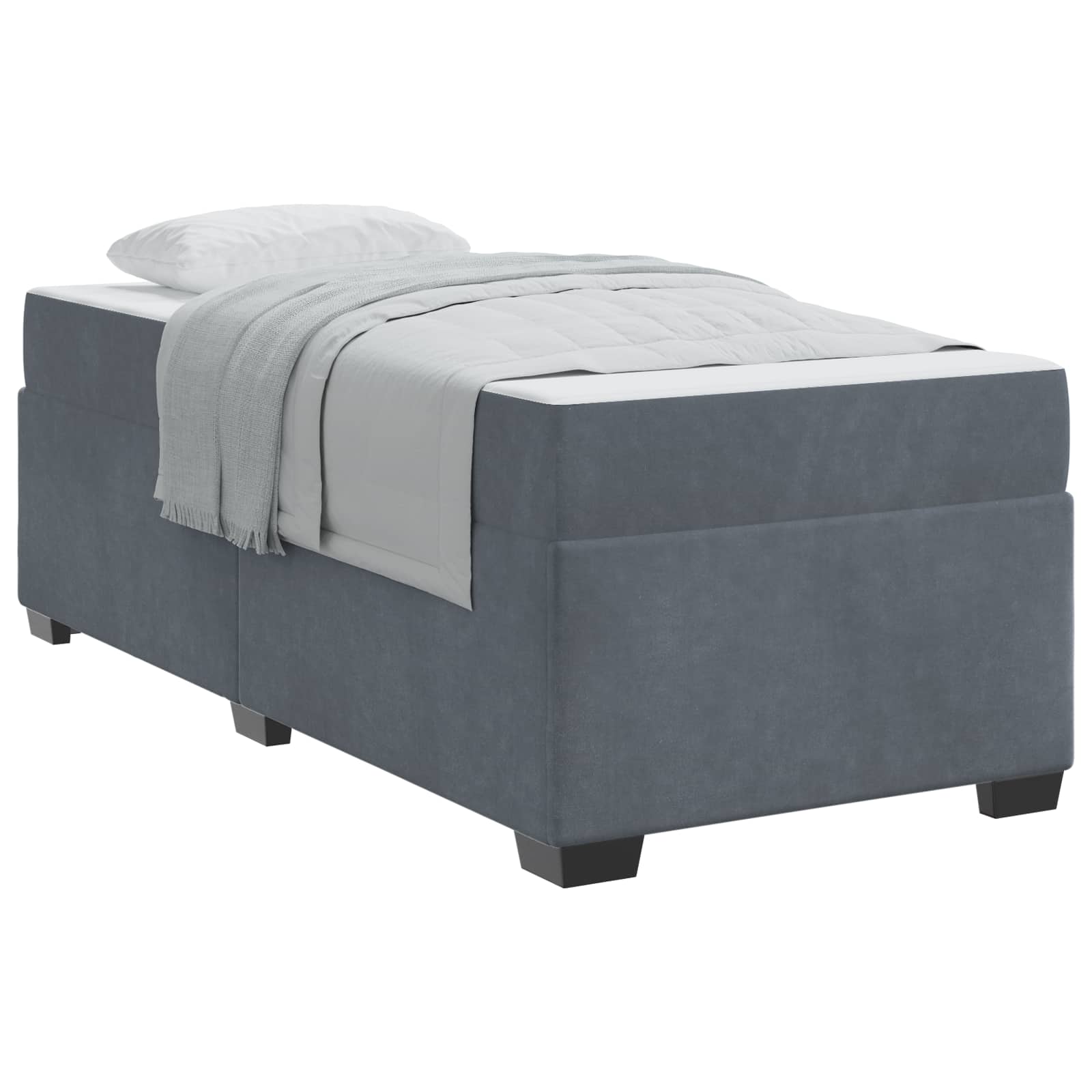 Cadre de lit avec matelas Gris foncé 100 x 200 cm tissu - XIOS