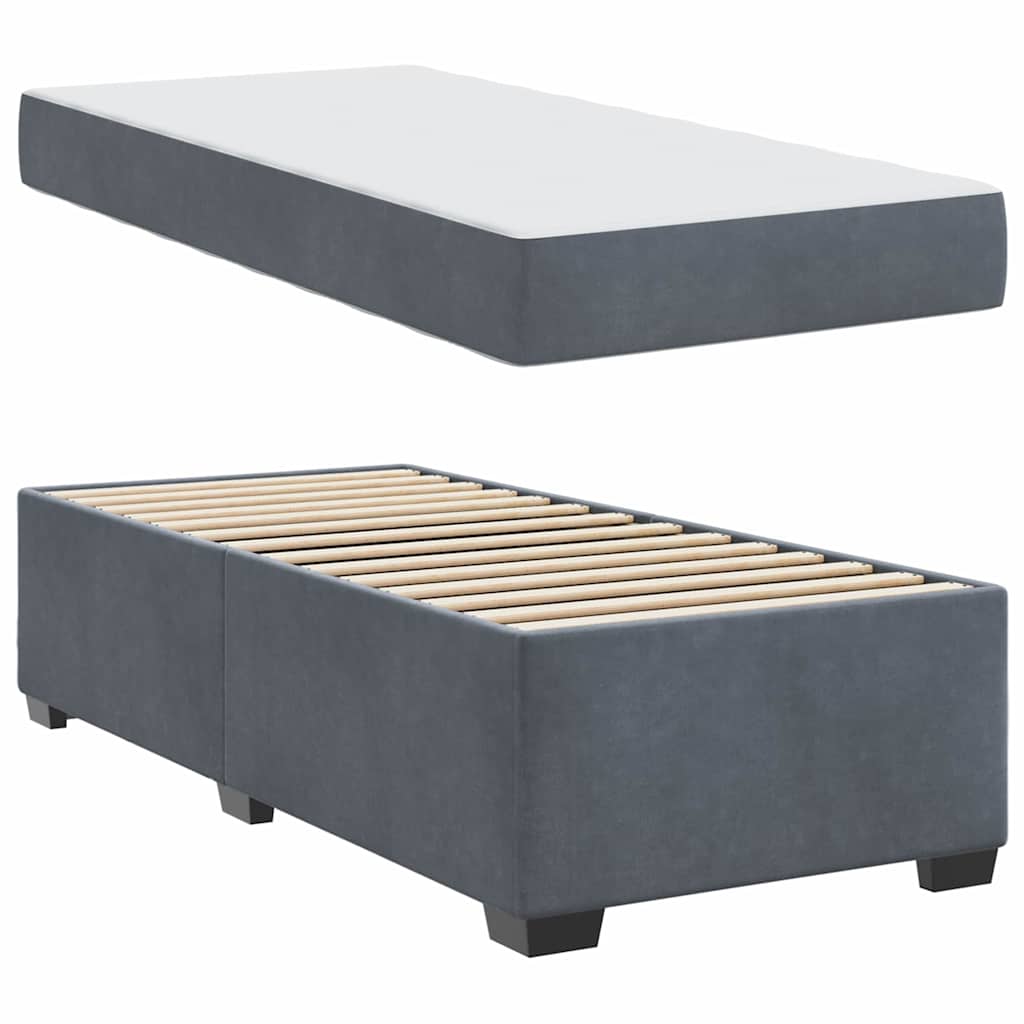 Cadre de lit avec matelas Gris foncé 100 x 200 cm tissu - XIOS