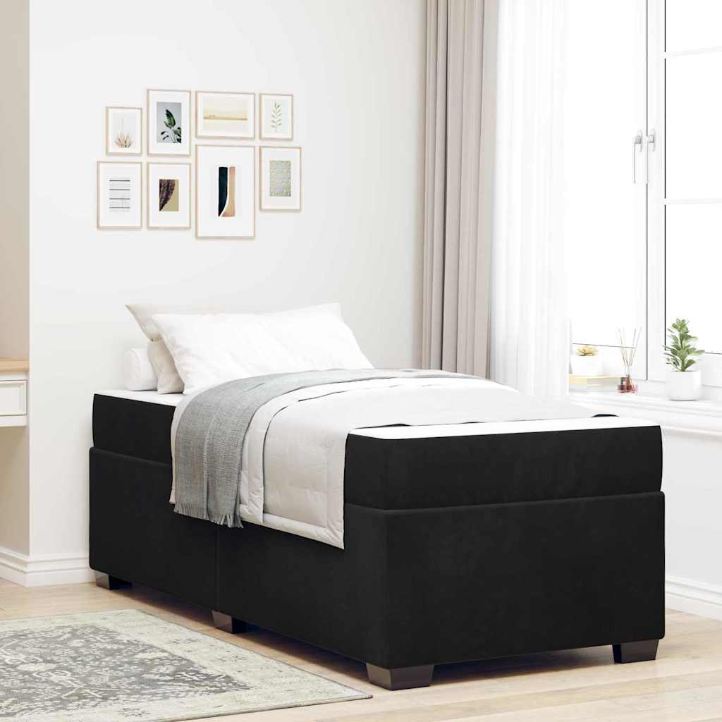 Cadre de lit avec matelas Noir 100 x 200 cm tissu - XIOS