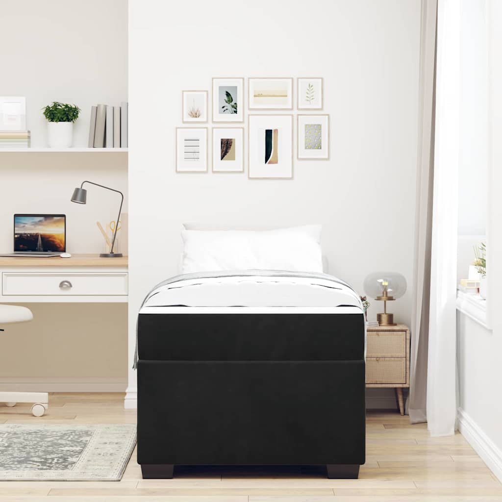 Cadre de lit avec matelas Noir 100 x 200 cm tissu - XIOS