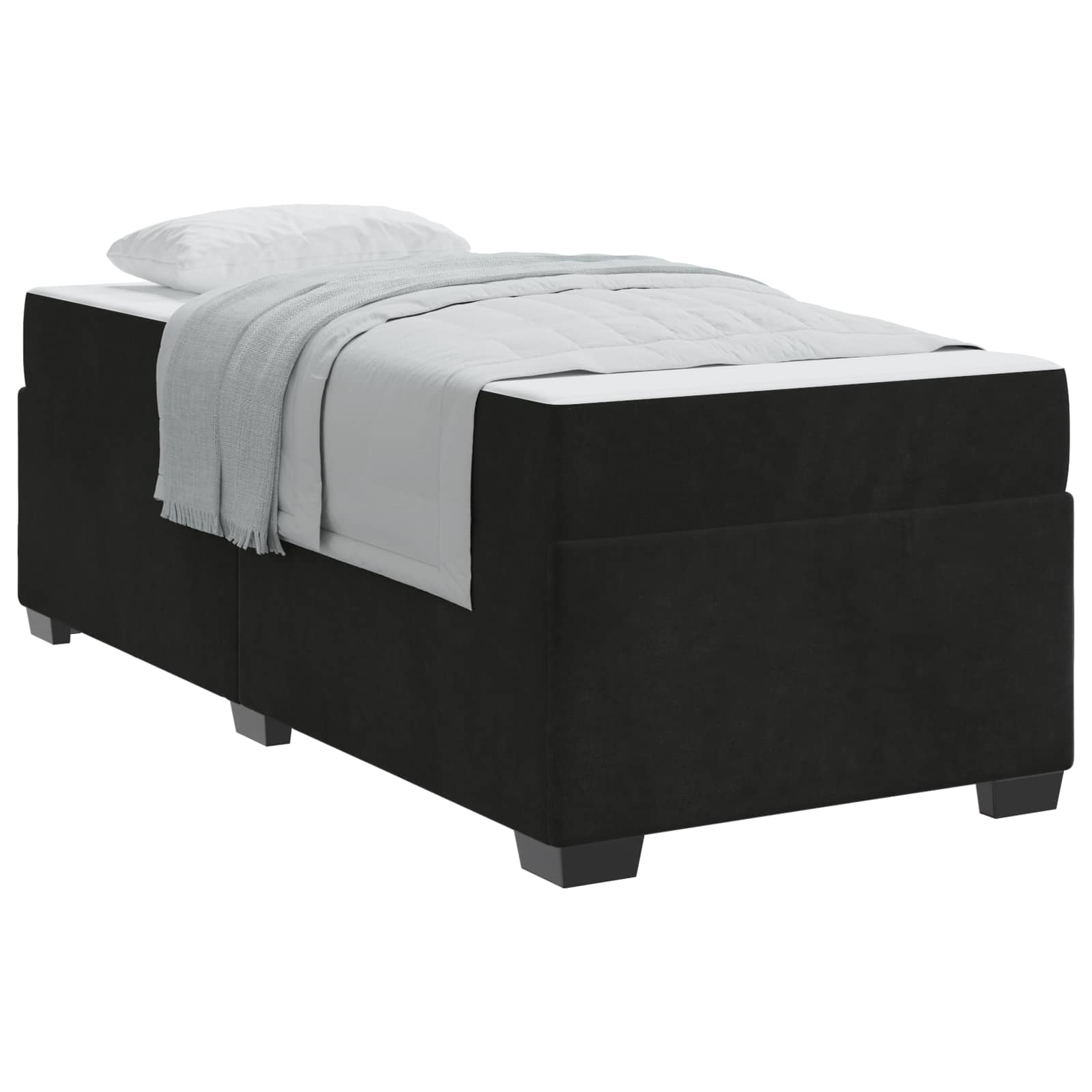 Cadre de lit avec matelas Noir 100 x 200 cm tissu - XIOS