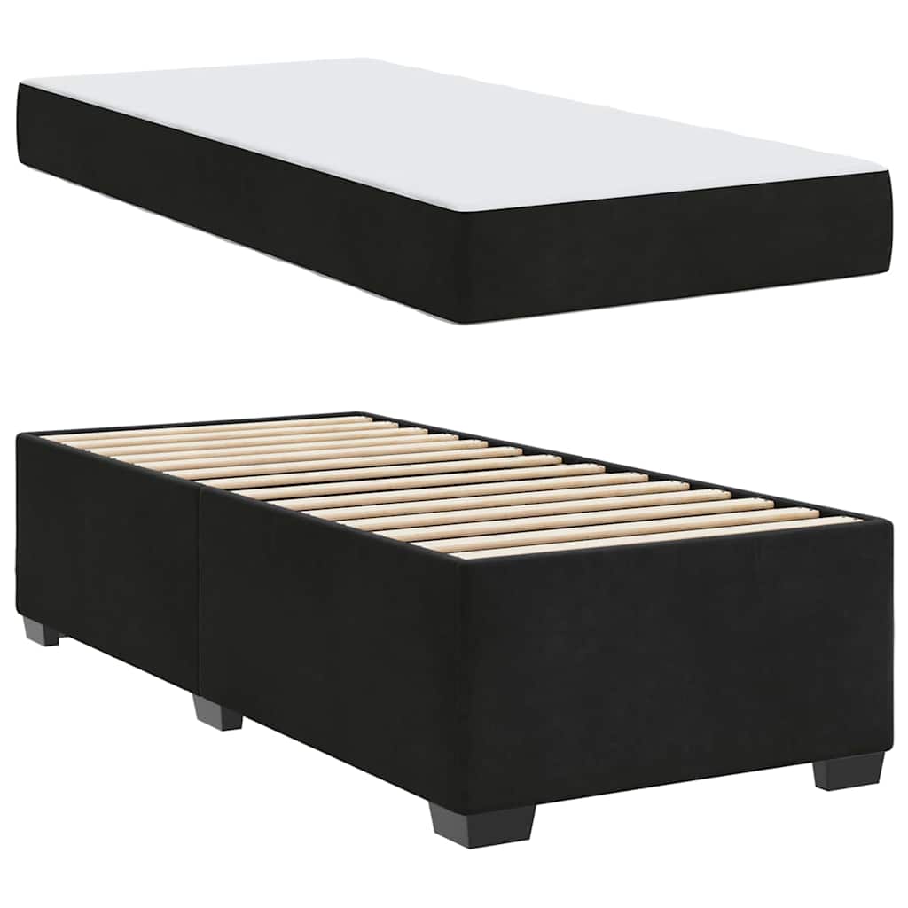 Cadre de lit avec matelas Noir 100 x 200 cm tissu - XIOS