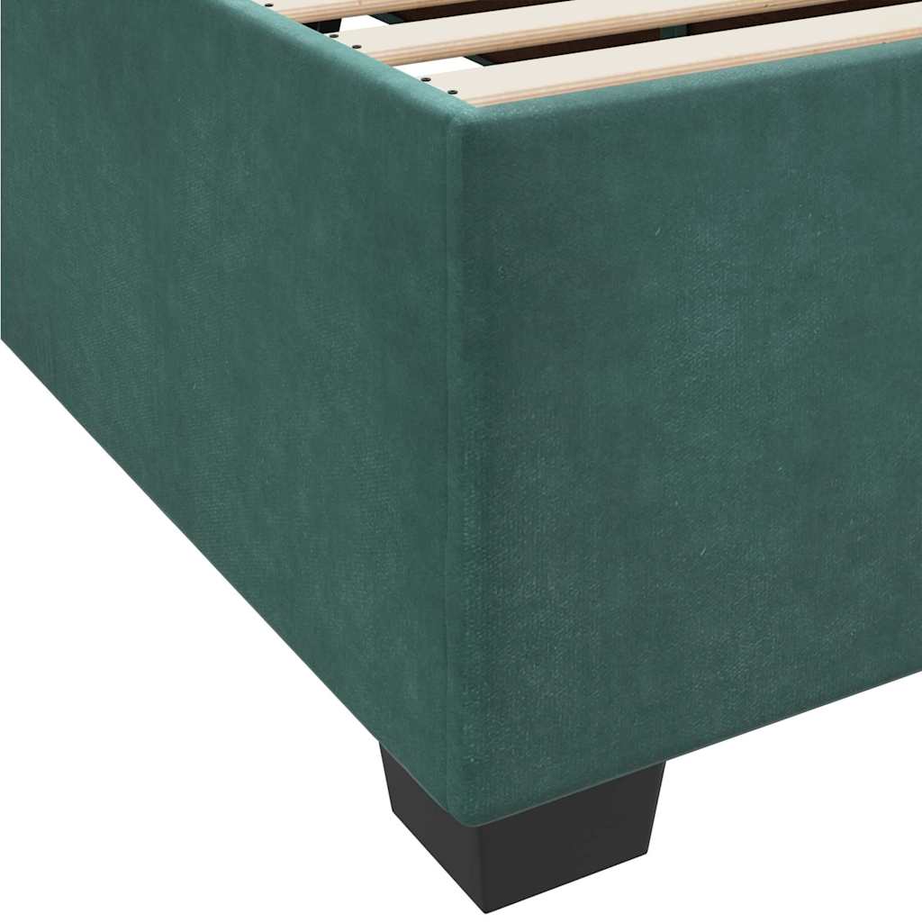 Cadre de lit avec matelas Vert foncé 100 x 200 cm Velours - XIOS