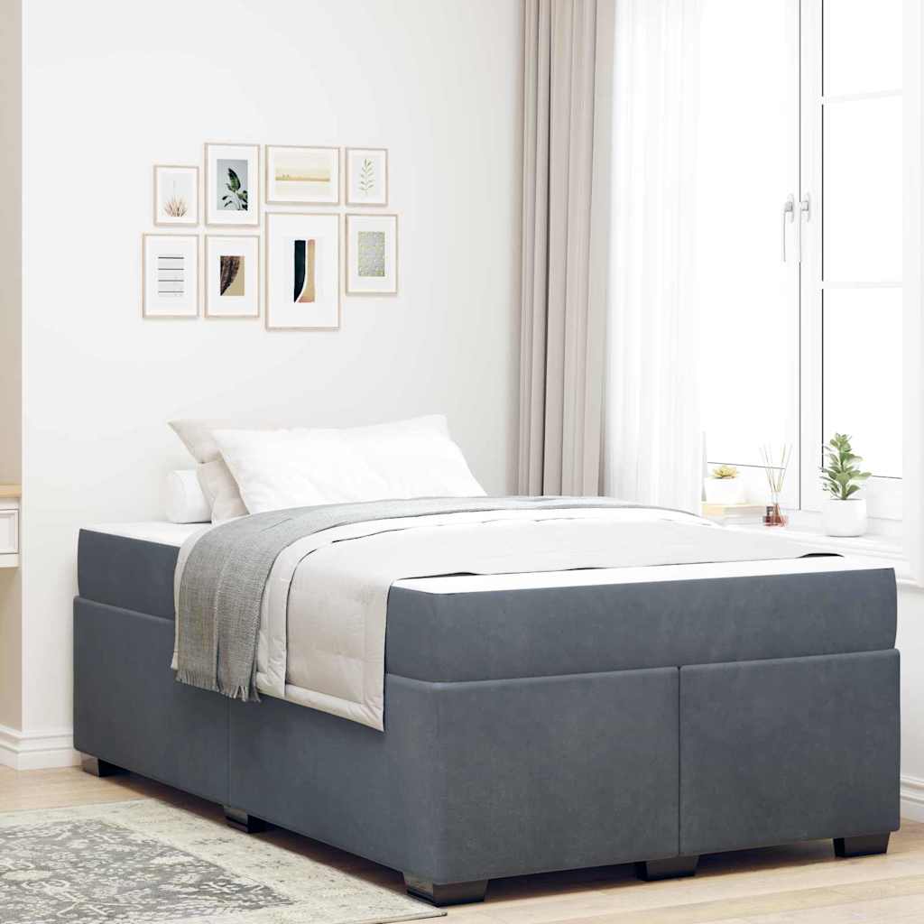 Cadre de lit avec matelas Gris foncé 120 x 190 cm tissu - XIOS