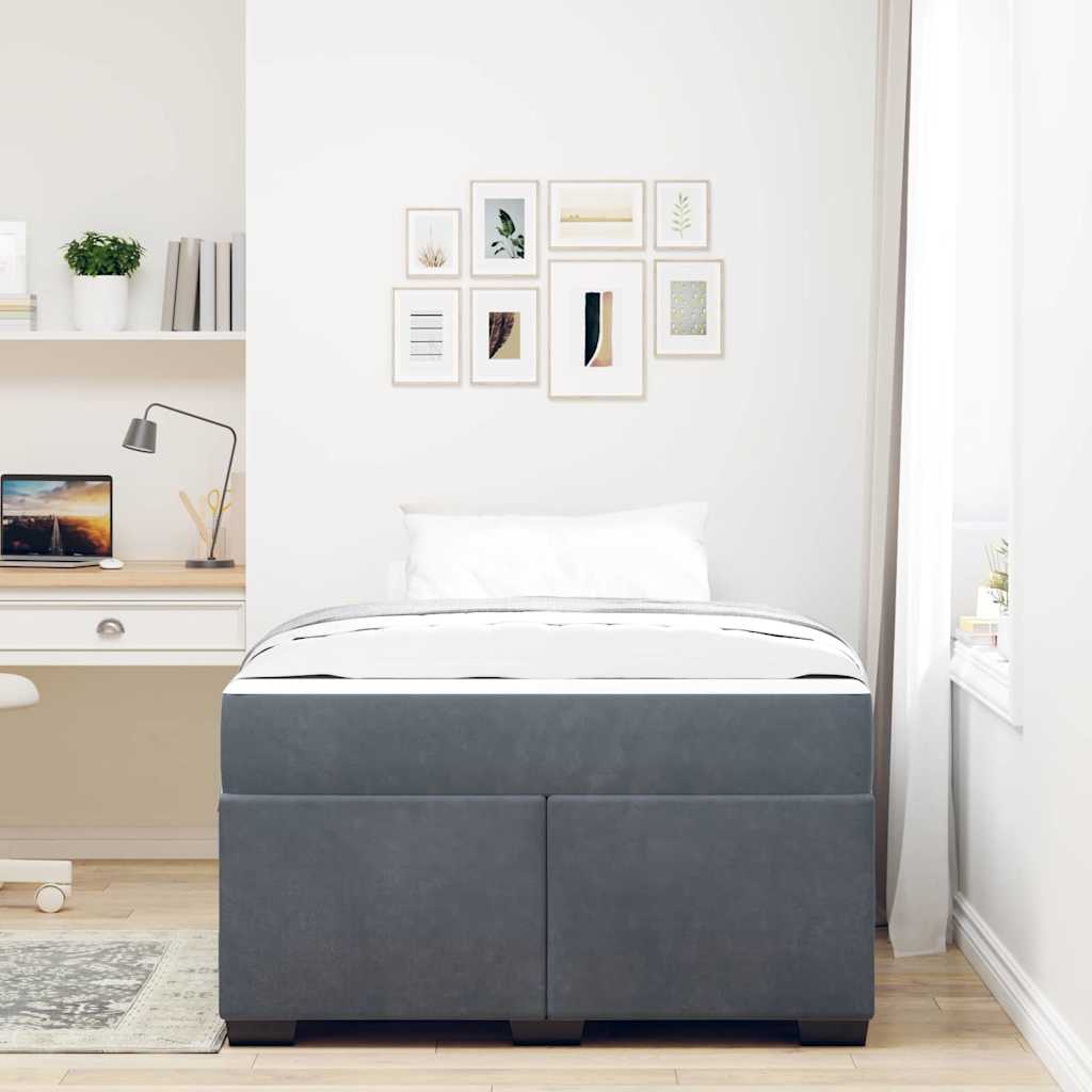 Cadre de lit avec matelas Gris foncé 120 x 190 cm tissu - XIOS