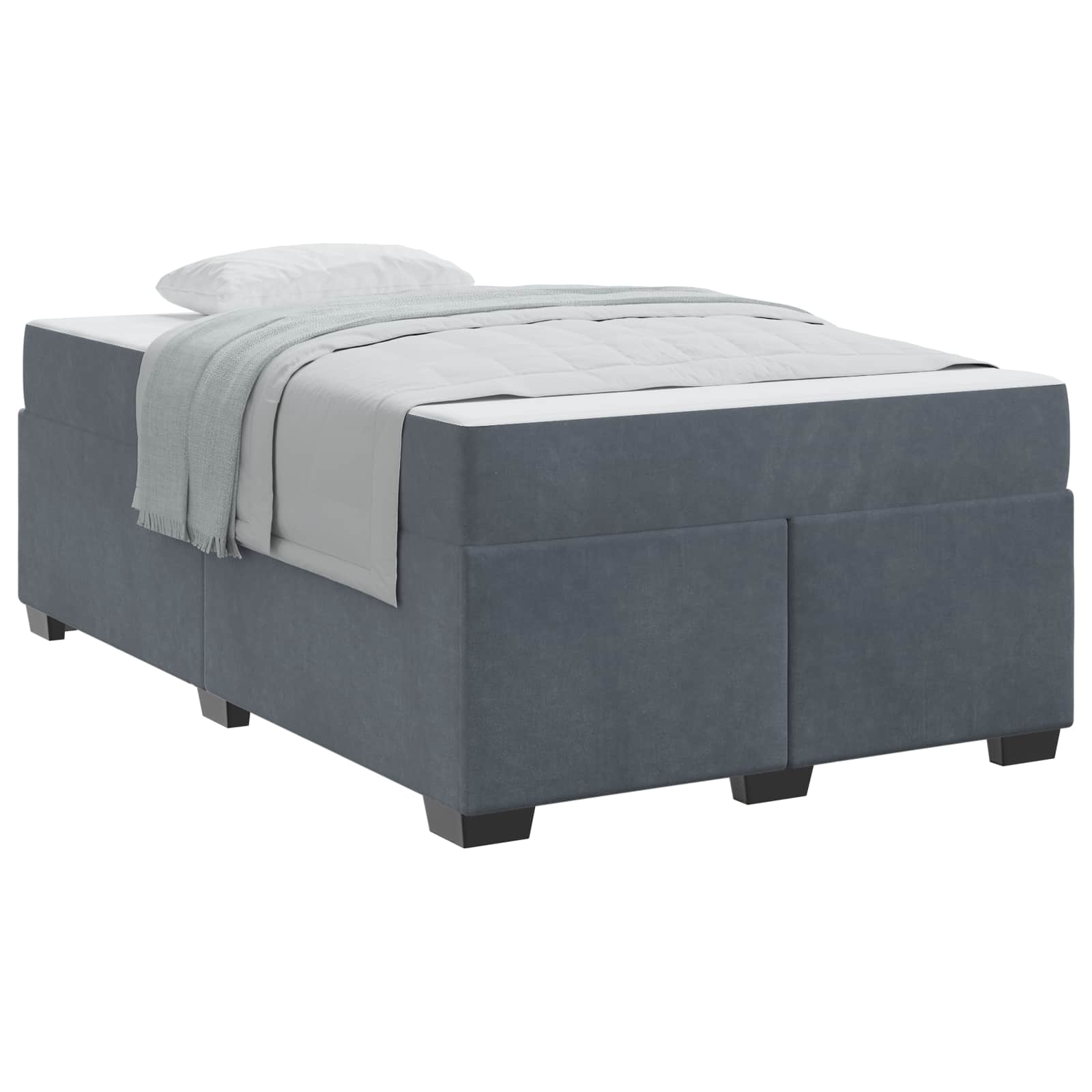 Cadre de lit avec matelas Gris foncé 120 x 190 cm tissu - XIOS