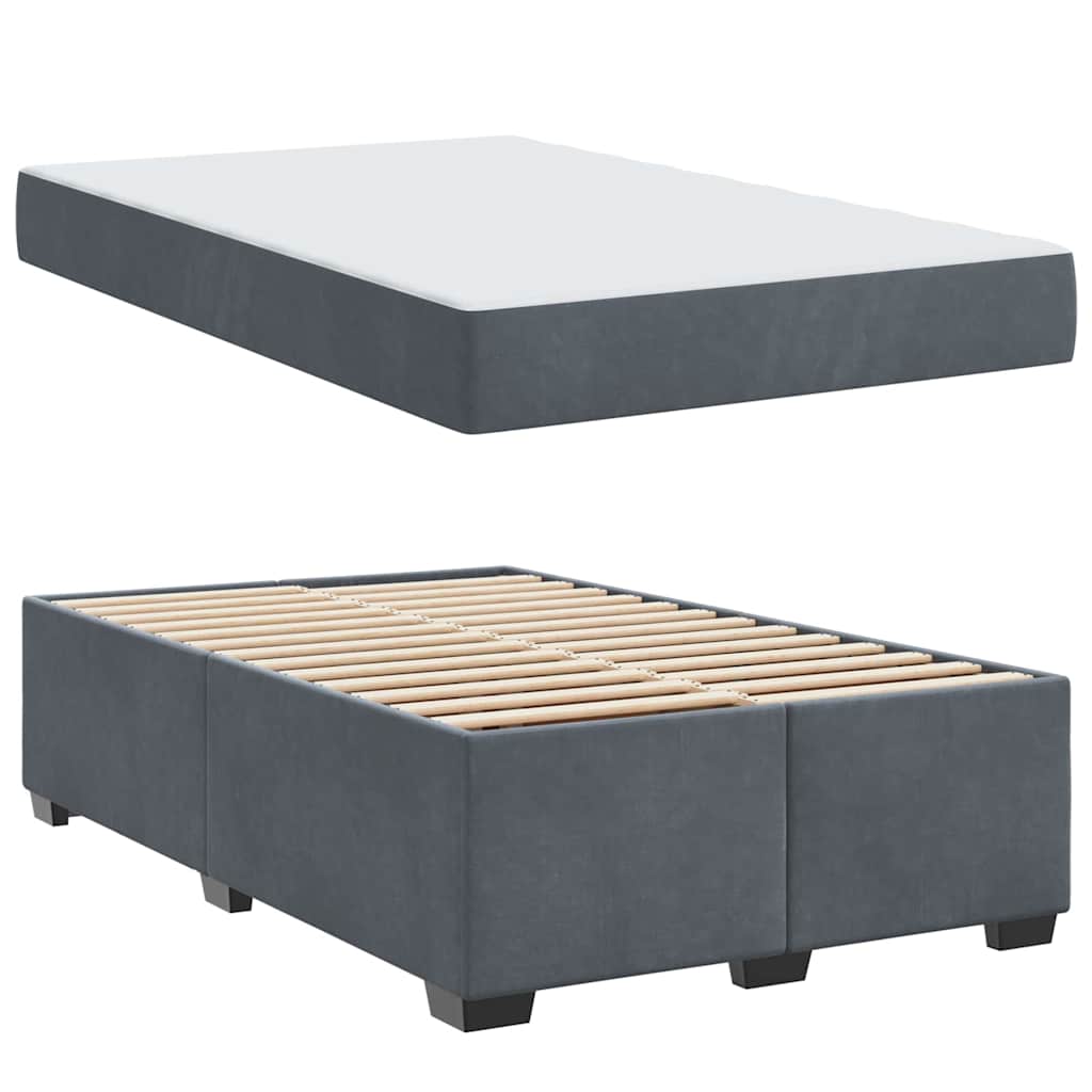 Cadre de lit avec matelas Gris foncé 120 x 190 cm tissu - XIOS