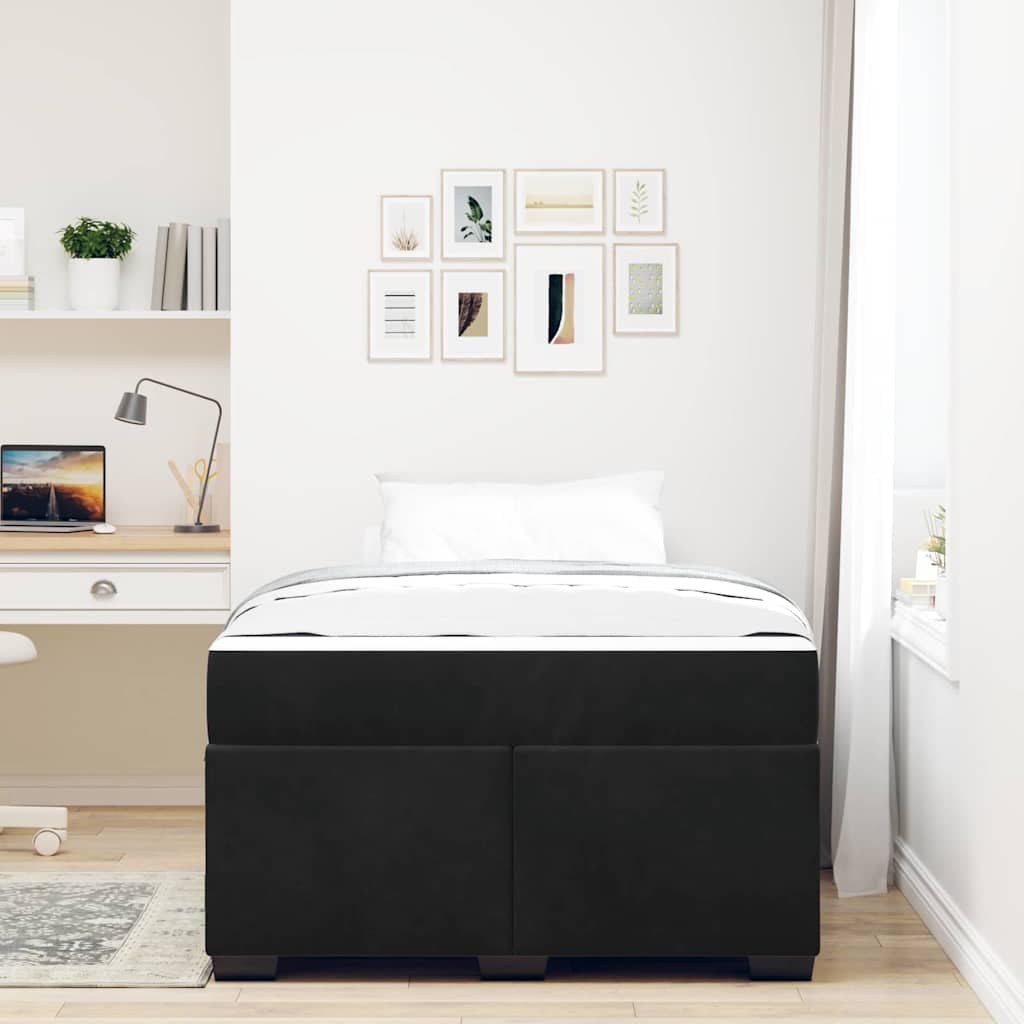 Cadre de lit avec matelas Noir 120 x 190 cm tissu - XIOS