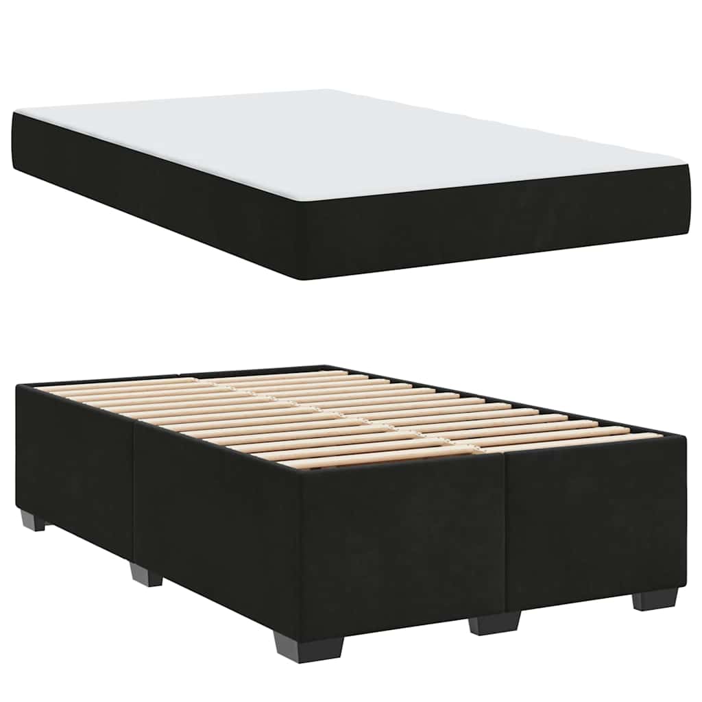 Cadre de lit avec matelas Noir 120 x 190 cm tissu - XIOS