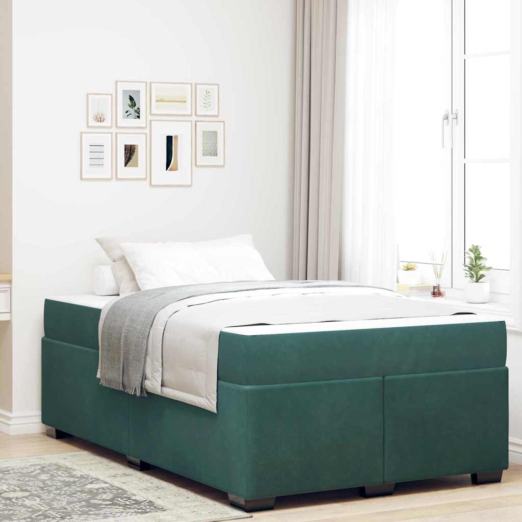 Cadre de lit avec matelas Vert foncé 120 x 190 cm tissu - XIOS