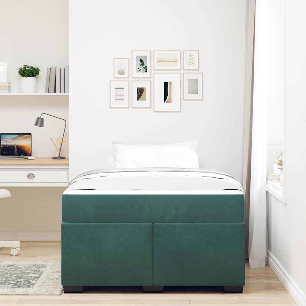Cadre de lit avec matelas Vert foncé 120 x 190 cm tissu - XIOS