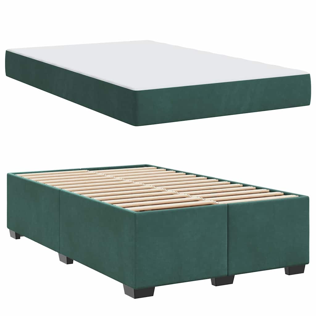 Cadre de lit avec matelas Vert foncé 120 x 190 cm tissu - XIOS
