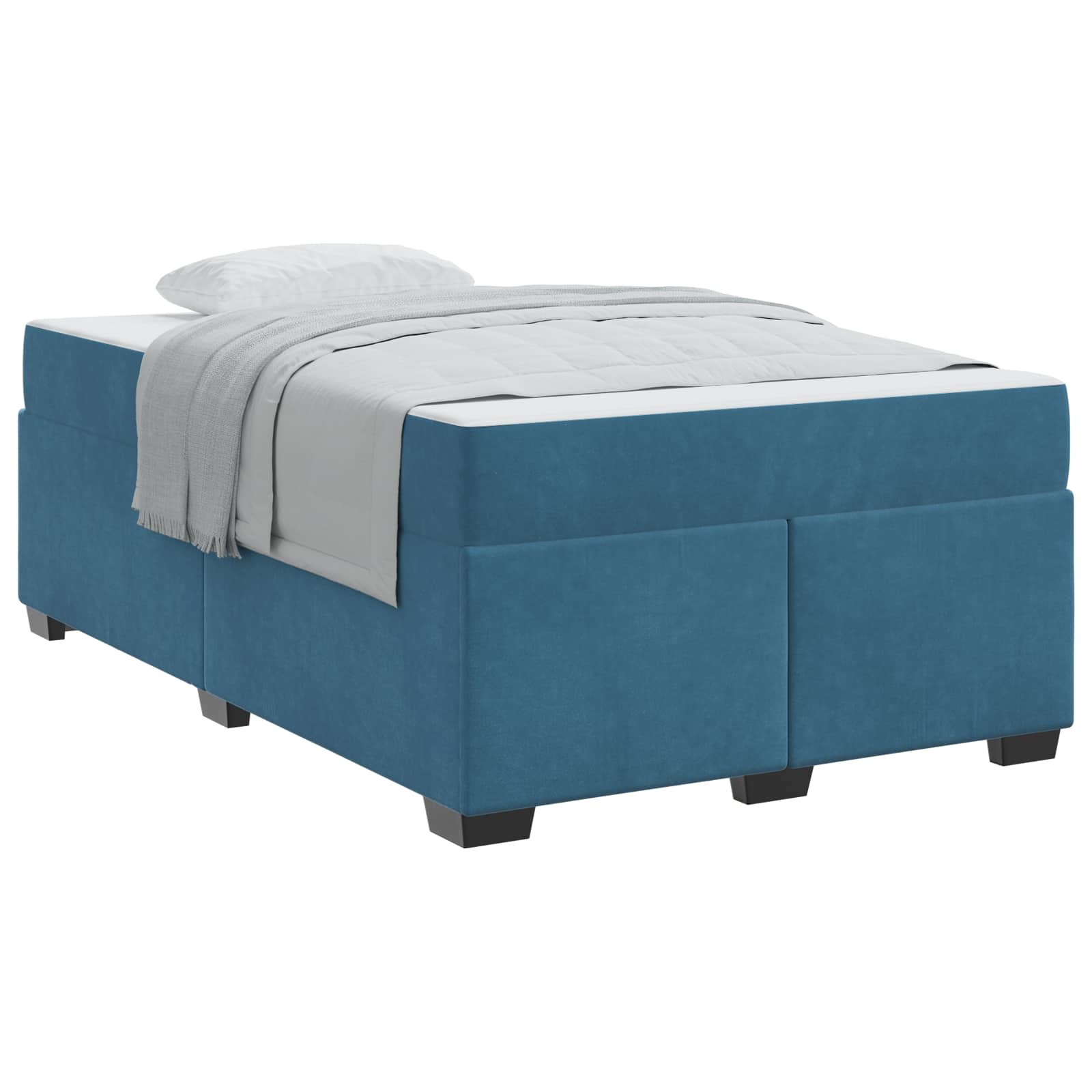 Cadre de lit avec matelas Bleu foncé 120 x 190 cm tissu - XIOS