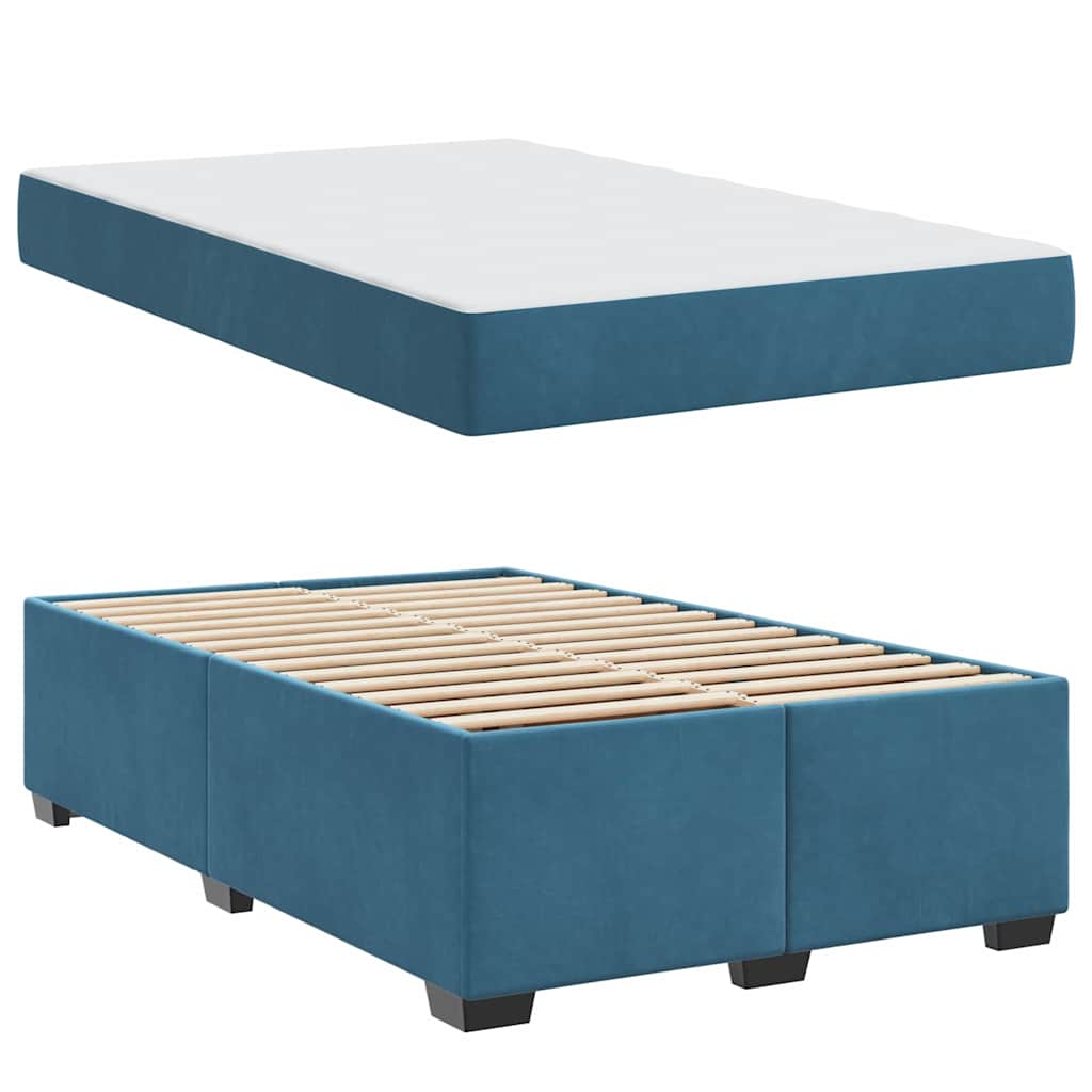 Cadre de lit avec matelas Bleu foncé 120 x 190 cm tissu - XIOS