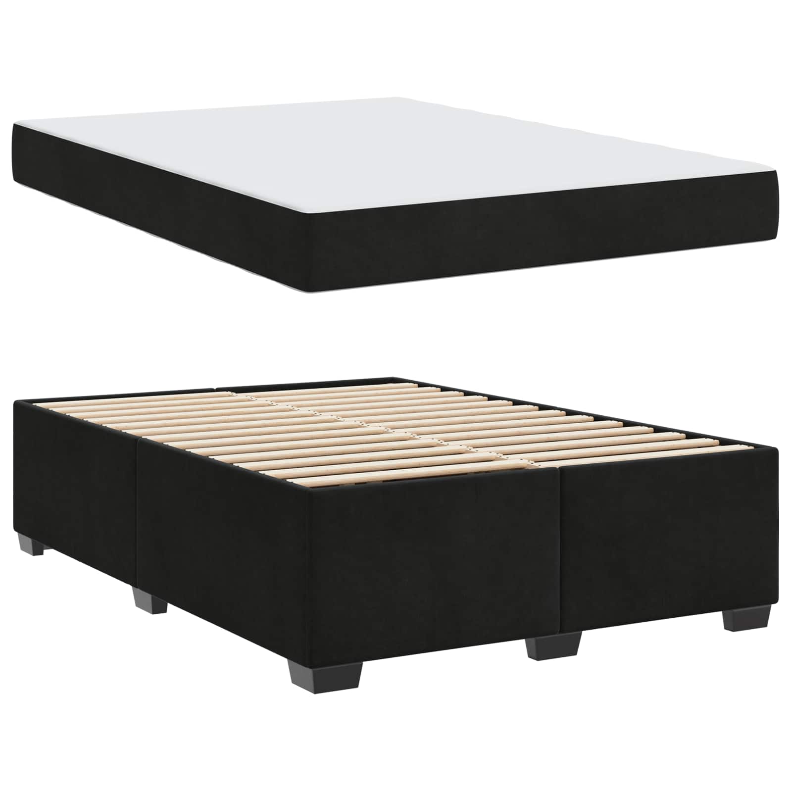 Cadre de lit avec matelas Noir 140 x 200 cm tissu - XIOS