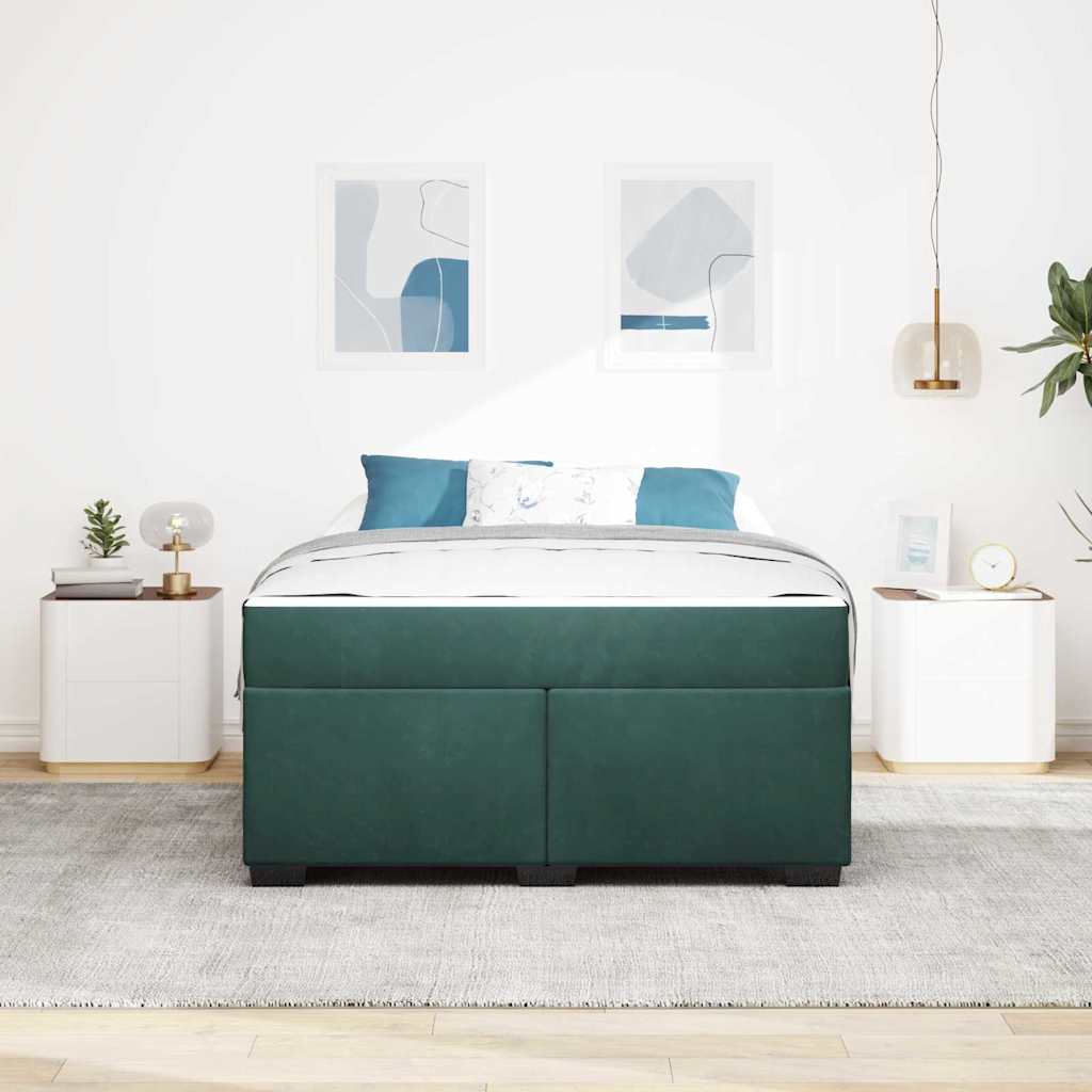 Cadre de lit avec matelas Vert foncé 140 x 200 cm tissu - XIOS