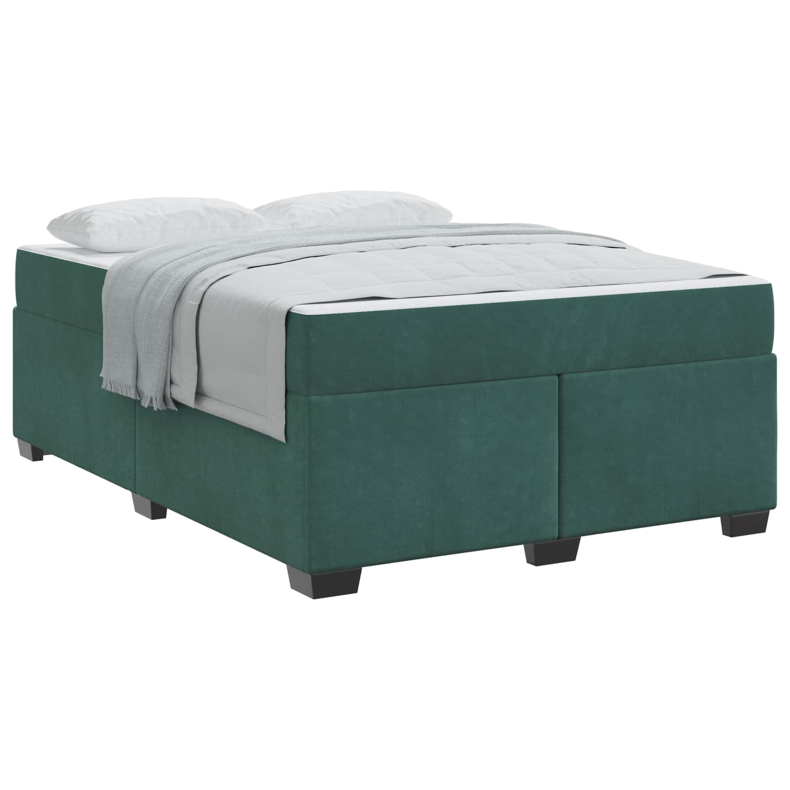 Cadre de lit avec matelas Vert foncé 140 x 200 cm tissu - XIOS