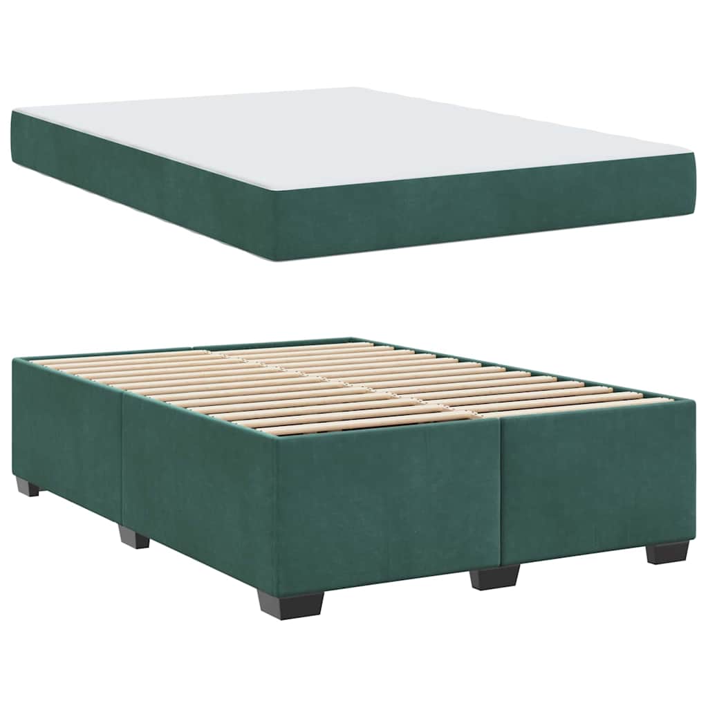 Cadre de lit avec matelas Vert foncé 140 x 200 cm tissu - XIOS
