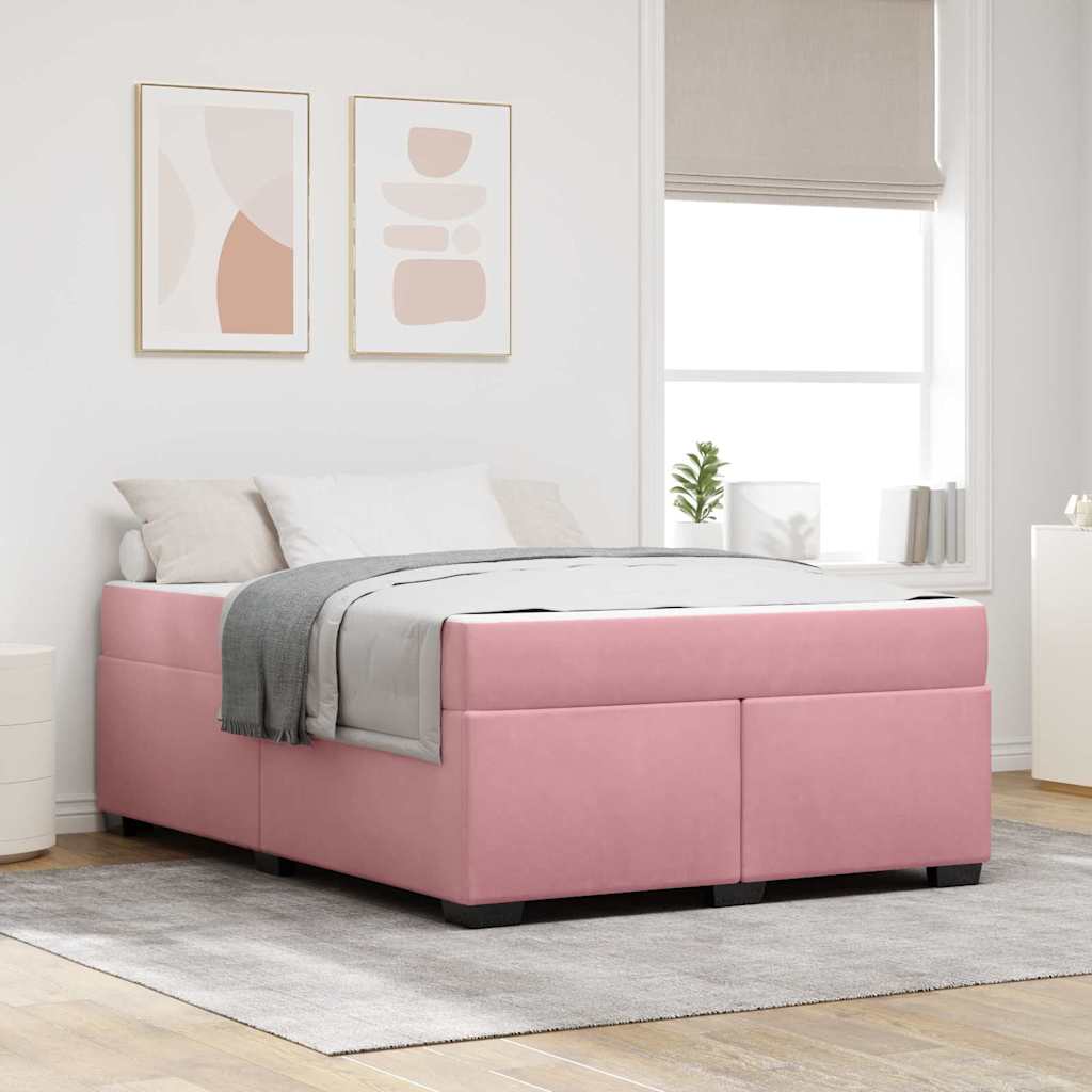Cadre de lit avec matelas Rose 140 x 200 cm tissu - XIOS