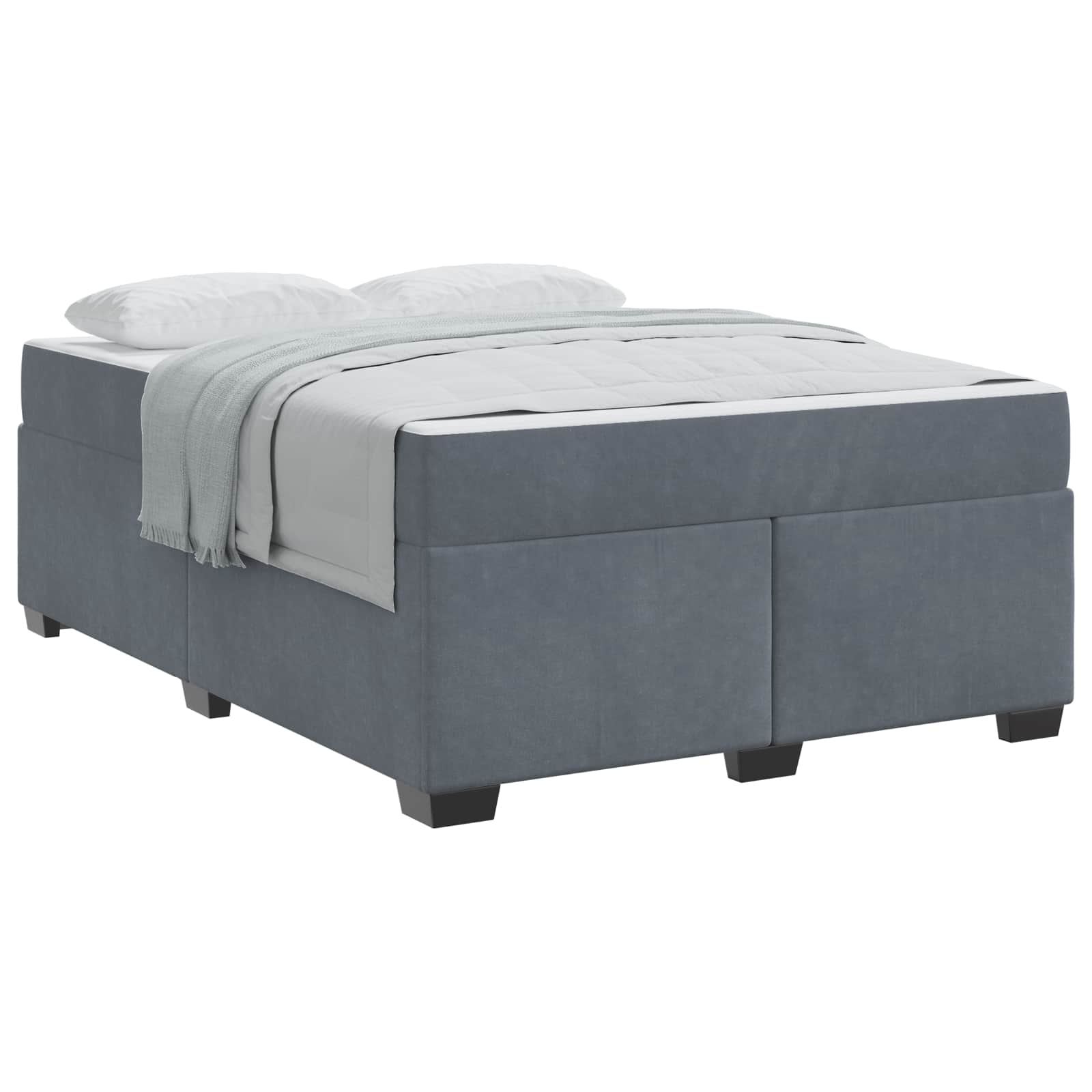 Cadre de lit avec matelas Gris foncé 160 x 200 cm tissu - XIOS